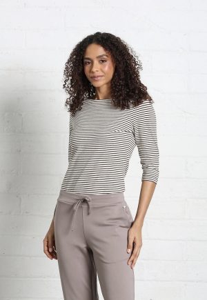 Relax & Renew Paloma Stripe Tee Chocolate Brown