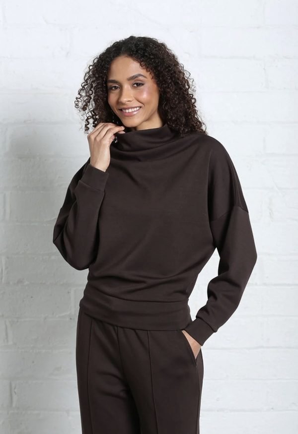 Relax & Renew Sable Cowl Neck Chocolate Brown