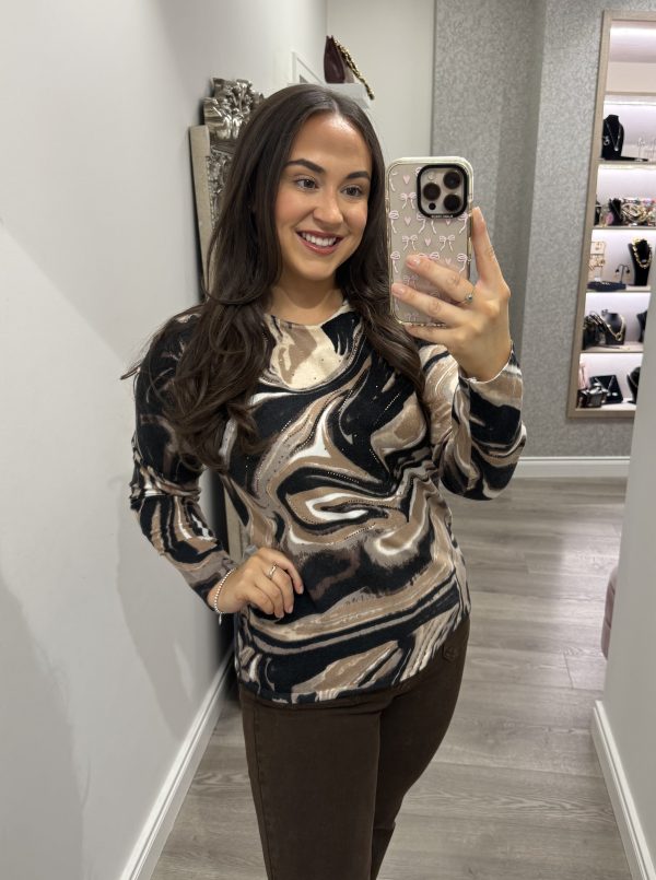 Beth Fine Knit Jumper - Brown/ Beige