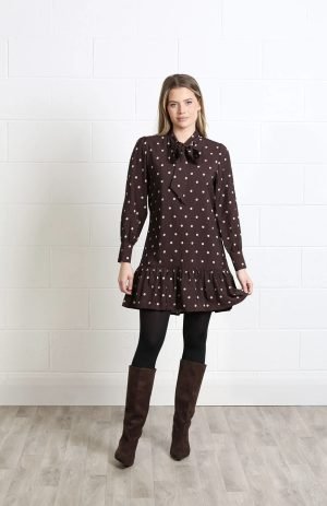 Rant & Rave Annabelle Dress - Brown Dot