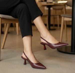Hallie Slingback Heels - Burgundy