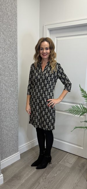 Maisie Dress - Black & Cream Print